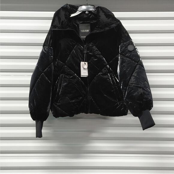 Noize Black Quilted Puffer Jacket Women's Small Vegan Winter Ski Coat Cozycore - Picture 5 of 16